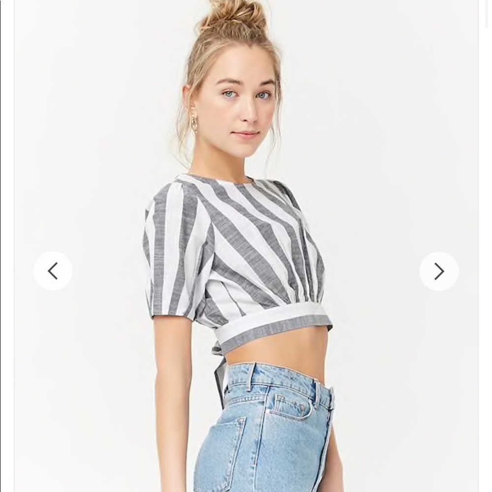 Forever 21 Striped Open Back Top
